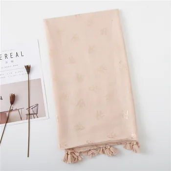 

2020 Luxury Brand Pure Color Cotton and Linen Scarf Female Summer Spring Autumn Winter Shawl Fashion Printed tassels Silk Scarf