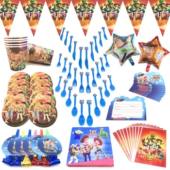 

Newest Toy Story 4 Party Supplies Decirations Disposable Tableware For Kids Boy's Birthday Party Supplies Paper Cup Plate Decor