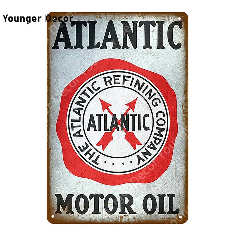 Atlantic Motor Oil табличка жестяная вывеска винтажный Ретро Декор гаража Бар Паб газ бензин декоративная тарелка Texaco настенный плакат YI-068