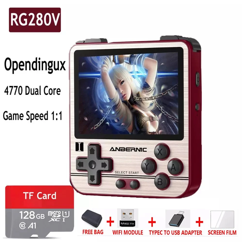 Консоль игровая ANBERNIC RG280V PS1 Ретро IPS экран 2 8 дюйма Opendingux 64 Гб 5000 игр портативная