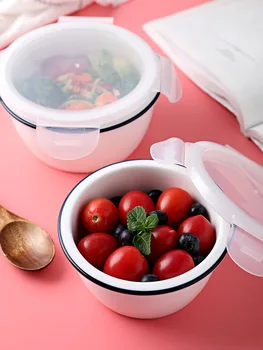 

Instant noodles soup bowl with cover ceramic tableware lunch box creative household microwave ceramic bowl Egg Bowls