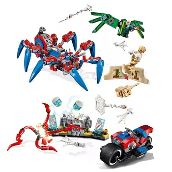 

Marvel Avengers Super Heroes Spider-Man Bike Rescue Spider-Man's Spider Crawler boy Building Blocks Bricks Toys Compatible With