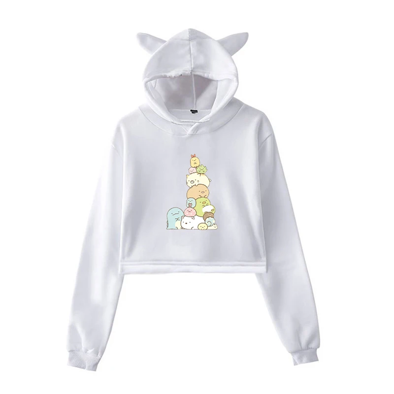 Kawaii Hoodie 2 Толстовки женские толстовки хип-поп с длинным рукавом Sumikko принт женские спортивные костюмы худи укороченный спортивный костюм Moletom Feminino - Цвет: Kawaii Hoodie 2