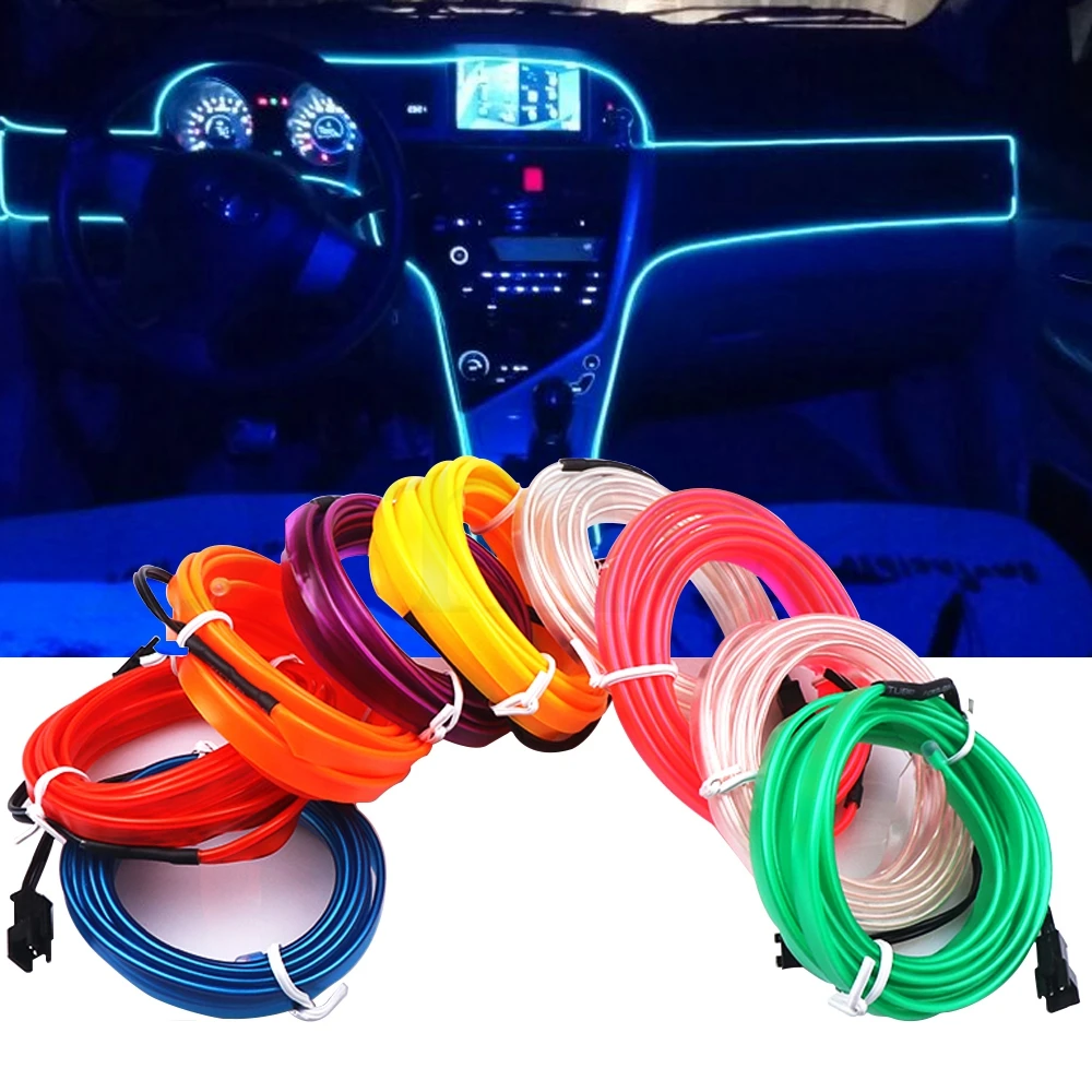 

Car Line light 1M/2M/3M/5M Car Interior Lighting Auto LED Strip Wire Rope Line flexible Neon Light With 12V USB Cigarette
