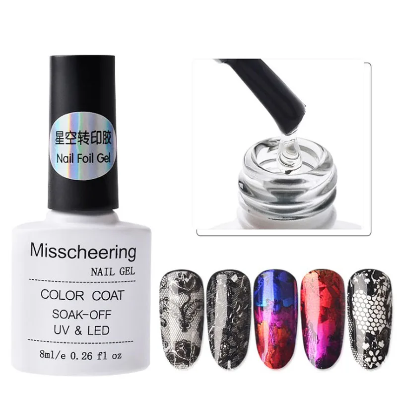 

Nail Art Gel Varnish Starry Sky Nail Foils Glue Clear Adhesive Star Glue for Nail Foils Transfer Paper Decor 8ml