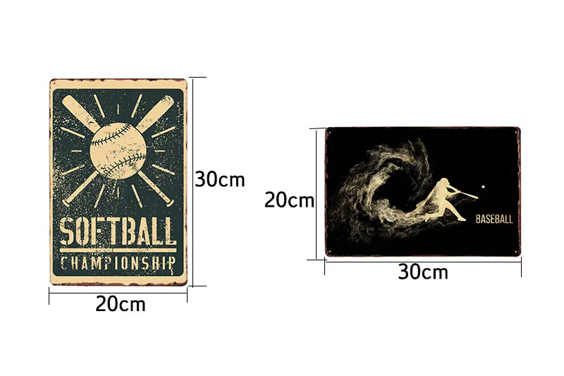 Бейсбольная Оловянная табличка, металлическая винтажная настенная плакат, украшение бара, декоративные тарелки для паба, домашний декор 20x30 см