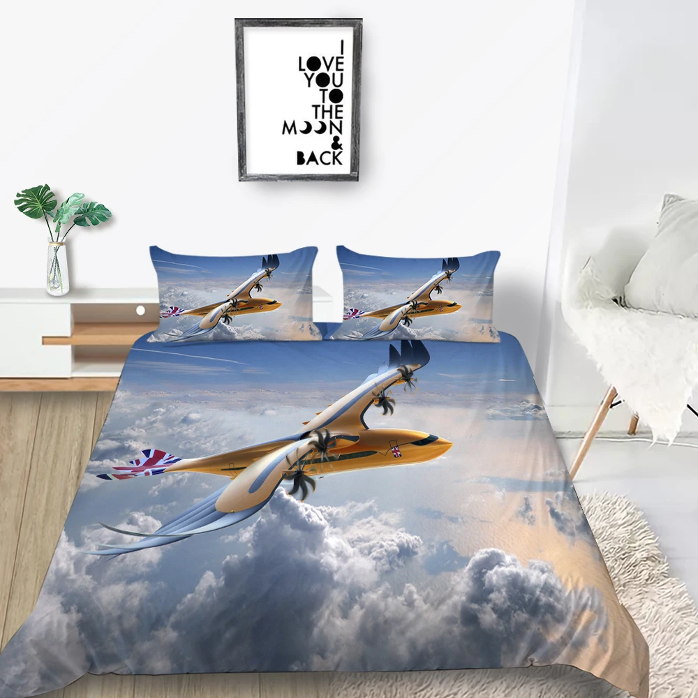 

Creative Aircraft Bedding Set Cartoon Fashionable Duvet Cover Kids 3D King Queen Twin Full Single Double Unique Design Bed Set