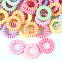 

50pcs/Lot Mixed Plastic Round Circle Spaced Beads Hair Ring For Jewelry Making DIY Kids Woman Puzzle Handmade Charms Bracelet