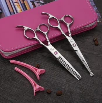 

New 1 Set Hair Scissors 2 Colors For Choice Delicate Baby Shears Round Head Shear For Salon Barber Hairdressing Scissors
