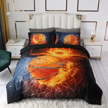 

Bed Item 3D Printed Basketball Football Cotton-Padded Quilted Quilt Core Quilt Three-Piece Suit
