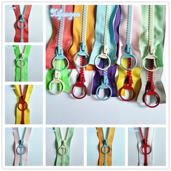 

10pcs contrast color 50cm (20inch) opening 5# resin zipper pull ring zipper head DIY sewing handbag clothing accessories!!
