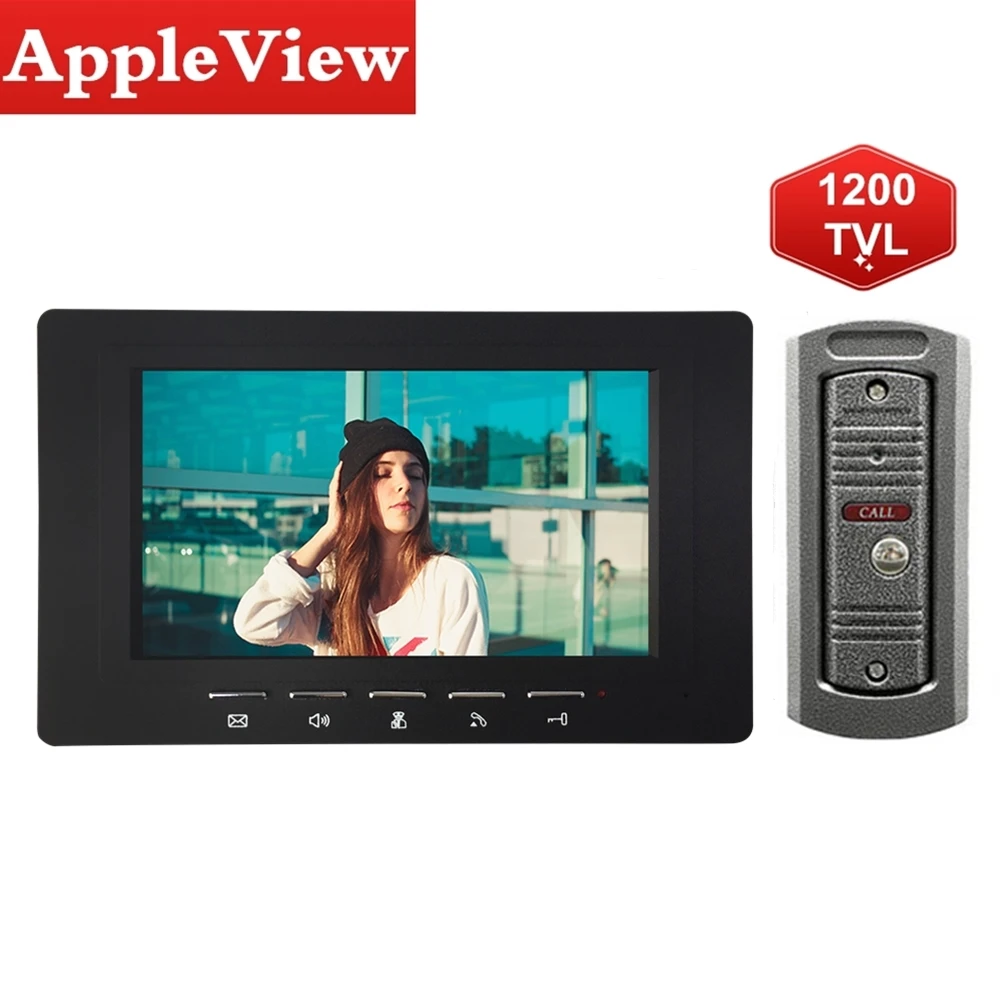 

7 Inch Color LCD Video Door Phone Intercom System Door Release Unlock Doorbell Camera 1200TVL Waterproof