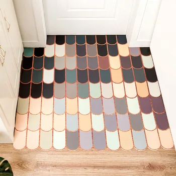 

Cozy Form PVC Leather Indoor Outdoor Rugs Non-slip Oil proof Washable Durable Doormat Standing Mats for Entry Diamond Plaid Rugs