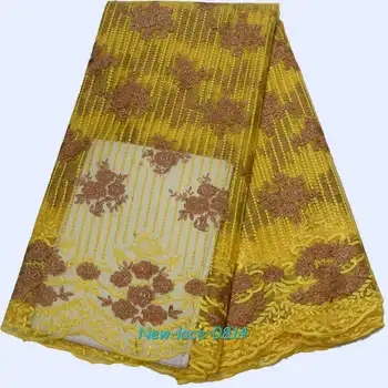 

African Lace Fabric 2019 French Cord Lace Fabric Embroidered Nigerian Tulle Lace Fabric With Stones For Wedding 01