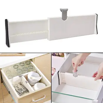 

White Drawer Dividers Adjustable Spring Loaded Expandable Kitchen Bedroom Organizer Retractable Drawer Partition Board for Home