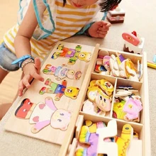 Маленькая одежда для медвежонка Детские Ранние развивающие деревянные головоломки игра-головоломка Детские деревянные игрушки-головоломки