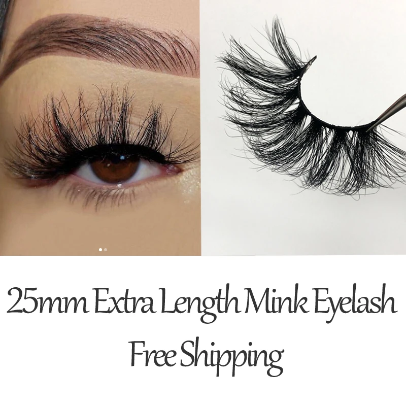 

Buzzme 25mm Extra Long 3D Real Mink Lashes Dramatic Volume Eye Lash Full Strip Thick Makeup False Eyelashes Extension