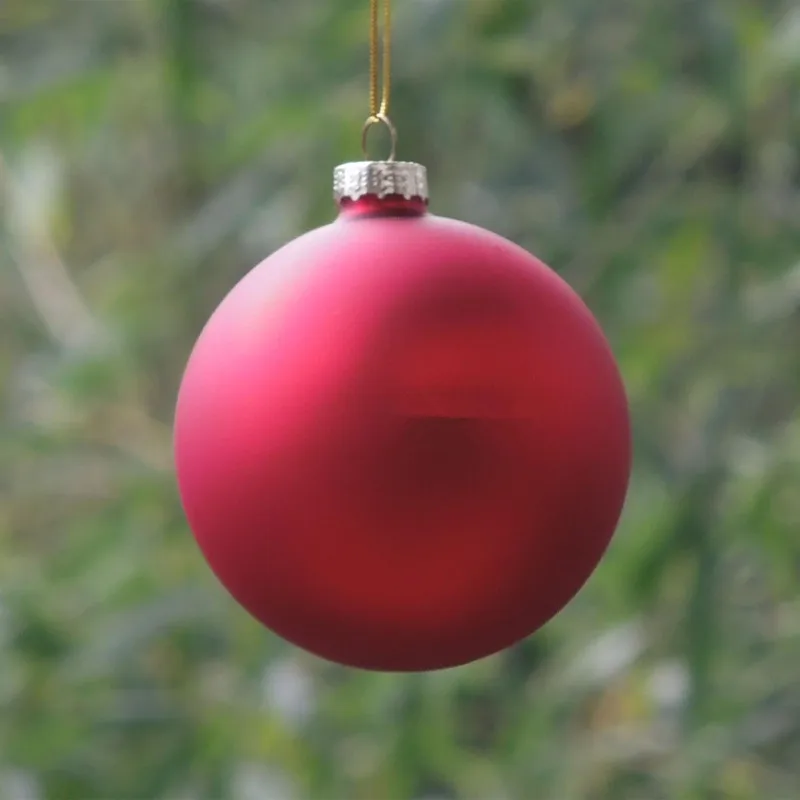 

Diameter=8cm Matte Red Christmas Glass Ball Inner Silver Painting Christmas Tree Hanging Decorative Glass Globe