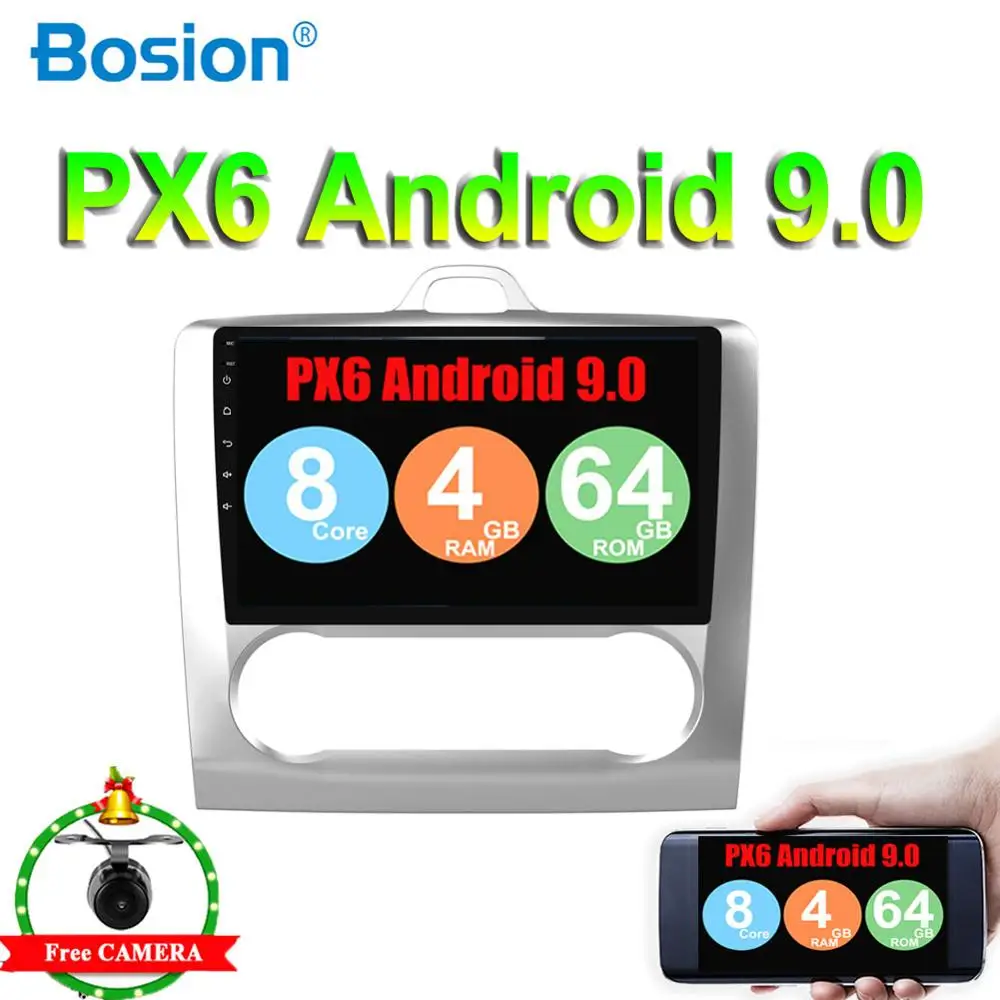 

2 DIN 9 Inch Android 9.0 GPS Navigation Touch screen PX6 System Car Radio 2004 2005 2006-2011 For Ford For Focus Exi AT 4G RAM