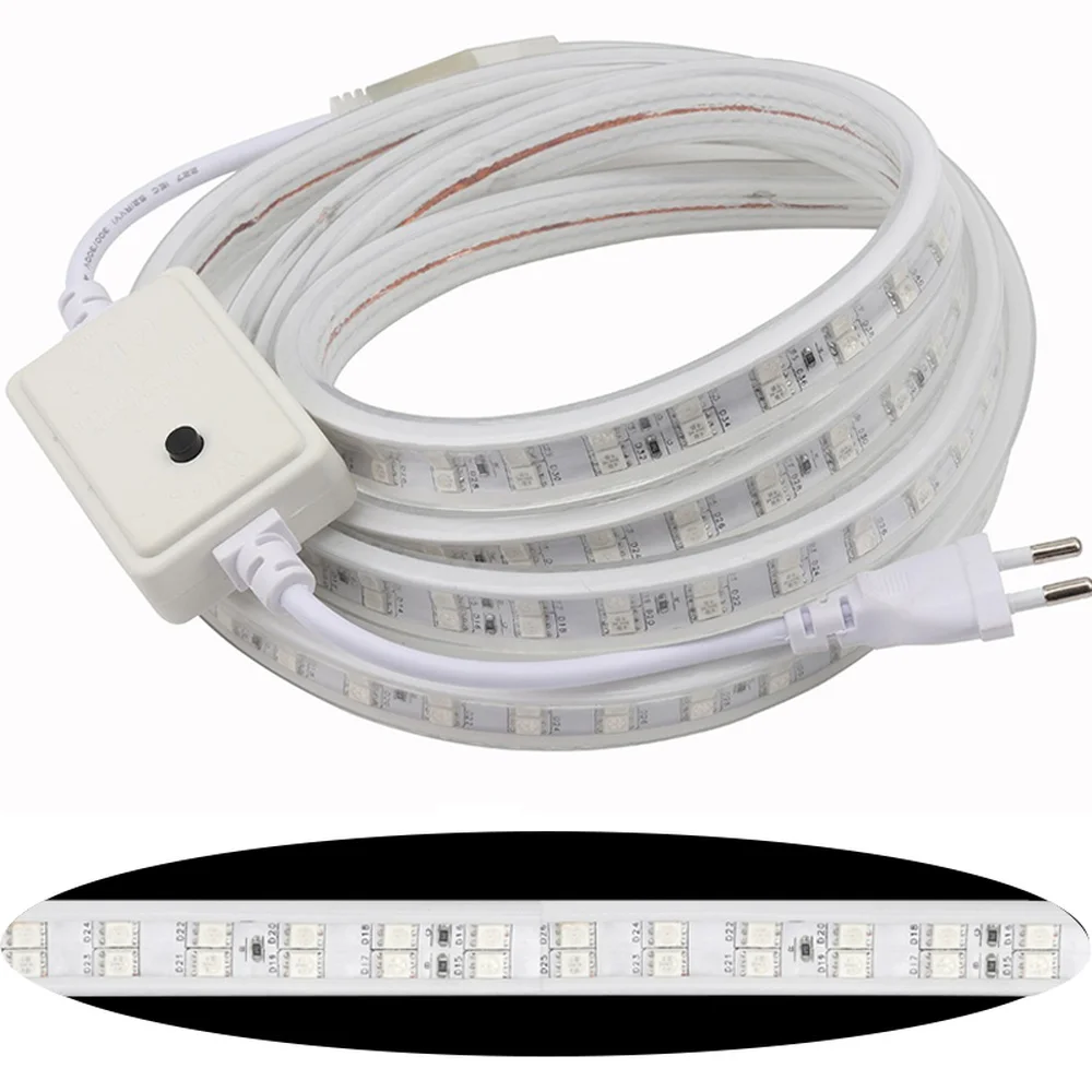 Светодиодный светильник двухрядный RGB 5050 220 В IP67 Водонепроницаемый светодиодный