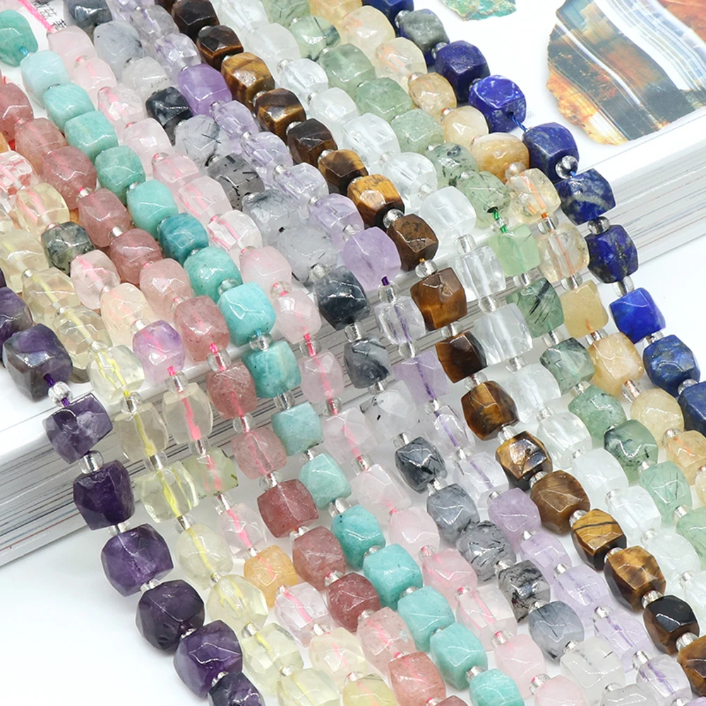Natural Stone Bead Irregular Faceted Square Quartz Spacer Loose Beads For Jewelry Making DIY Charm Necklace Bracelet Accessories