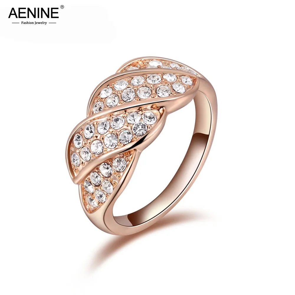 AENINE изысканные кольца из розового золота цветные покрытые AAA цирконием модные