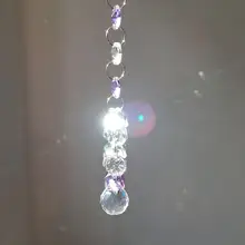 Призма, защита от солнца, Висячие оконные кристаллы, светильник, Хрустальная сосулька, летний подарок, прозрачные и фиолетовые хрустальные Восьмиугольные бусины