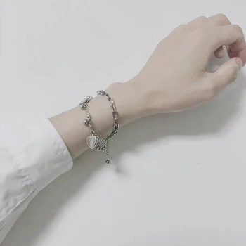 

Fantasy Jewelry Double Chain Heart Lady Charm Bracelet Sweet String Appointment Bangles Femme