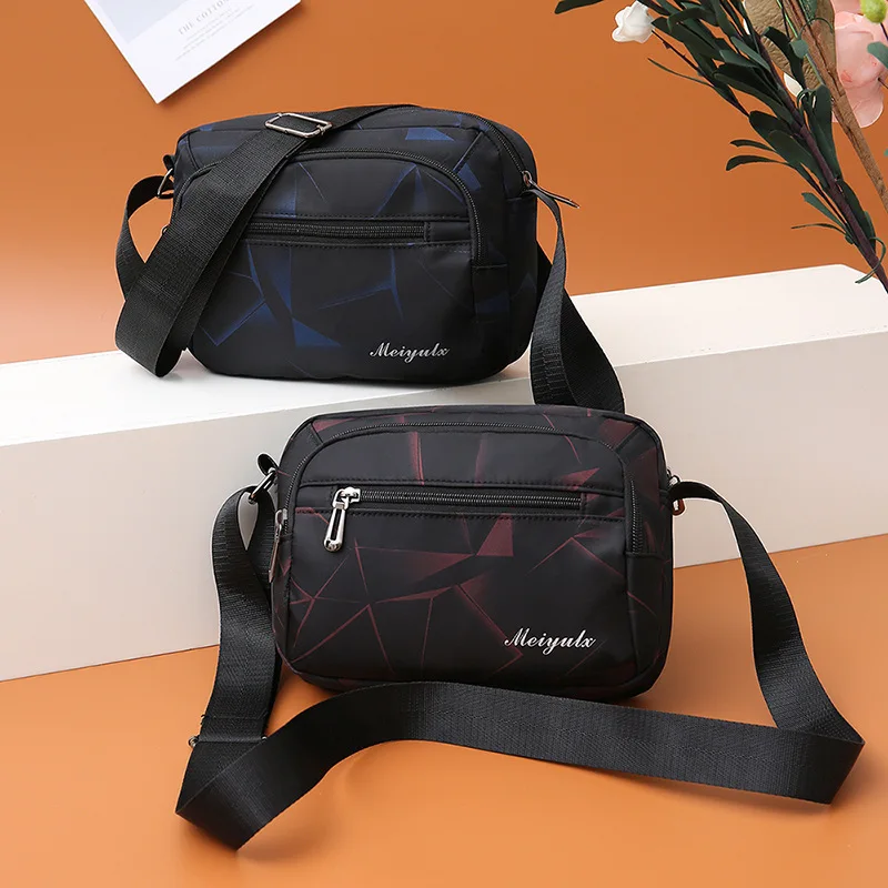 

2019 New Style Korean-style Casual WOMEN'S Cross-body Bag Nylon Waterproof Geometric Graph Lettered Shoulder Purse