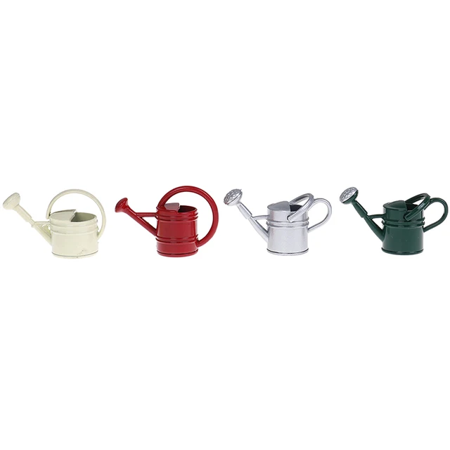 Miniature Watering Can Tin Metal Dollhouse Handicrafts Model Doll house Decoration White Dollhouse Accessories Classic Baby Toys 3