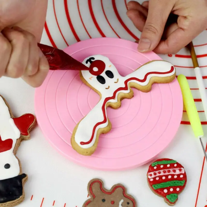 Cake decorating stand 14cm Mini Cake Cookies Decorating Turntable Manually Rotating Table Cake Stand Non-Slip Base