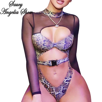 

Sexy Long Sleeve Lace Bikini Thong Swimwear Women Strap One Piece Swimsuit High Waist Bodysuits Bandage Bathing Suit Monokini XL