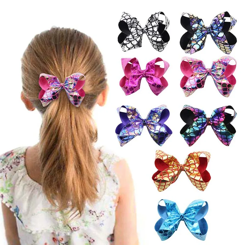 

1Pc Sweet Children Girls Colorful Sequin Hair Bows Mermaid Sequins Hair Clips For Baby Girls Princess Party Hair Accessories