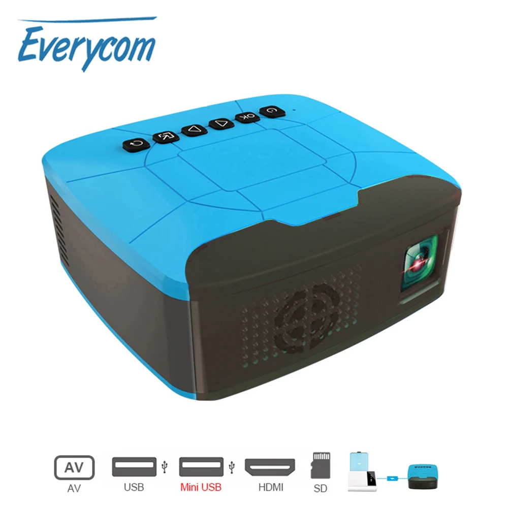 Мини проектор Everycom U20 портативный USB HDMI AV Видеопроектор для домашнего кинотеатра
