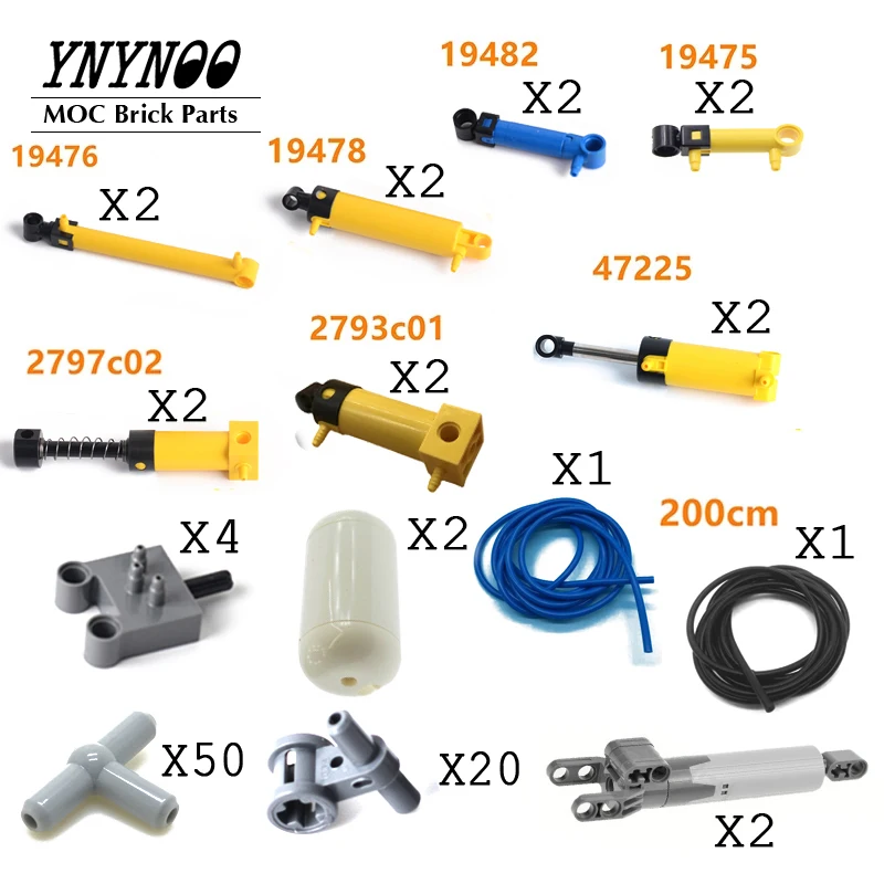 Parti Tecniche Kit Pneumatico Fai-Da-Te Con Pompa Pneumatica Interruttore Asta Di Spinta Pistone Tubo Aria Pompa Pneumatica Moc Blocchi Mattoni 47225 