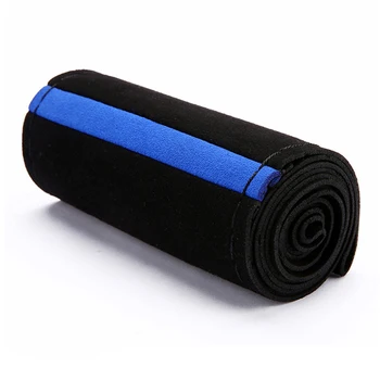

Replacement Steering Wheel Cover 15\" Black+Blue Protector Suede Anti-Slip