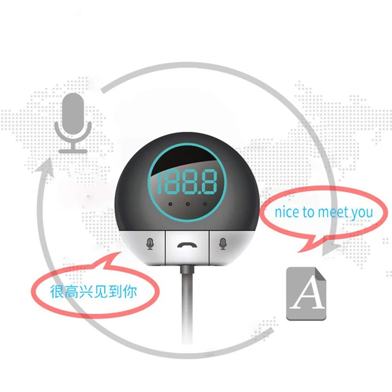 

Car Bluetooth Voice Translator 38 Languages Two-Way Real Time FM Hands-Free for Learning Travelling Business Meet
