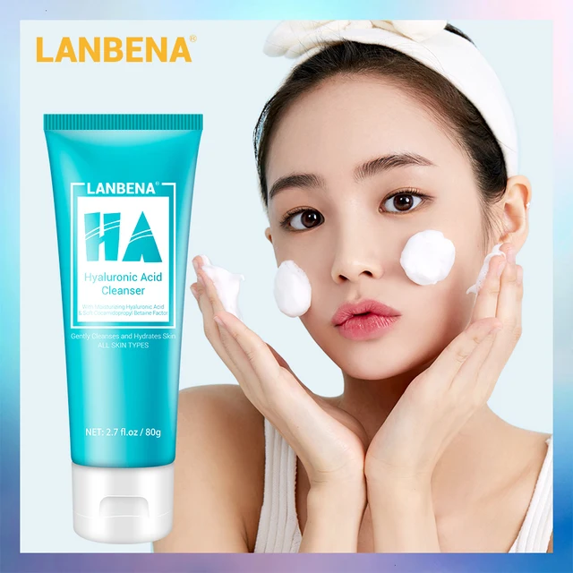 LANBENA Hyaluronic Acid Facial Cleanser Anti Aging Wrinkle Refresh Nourishing Bubble Washing Firming Brighten Facial Cleaning