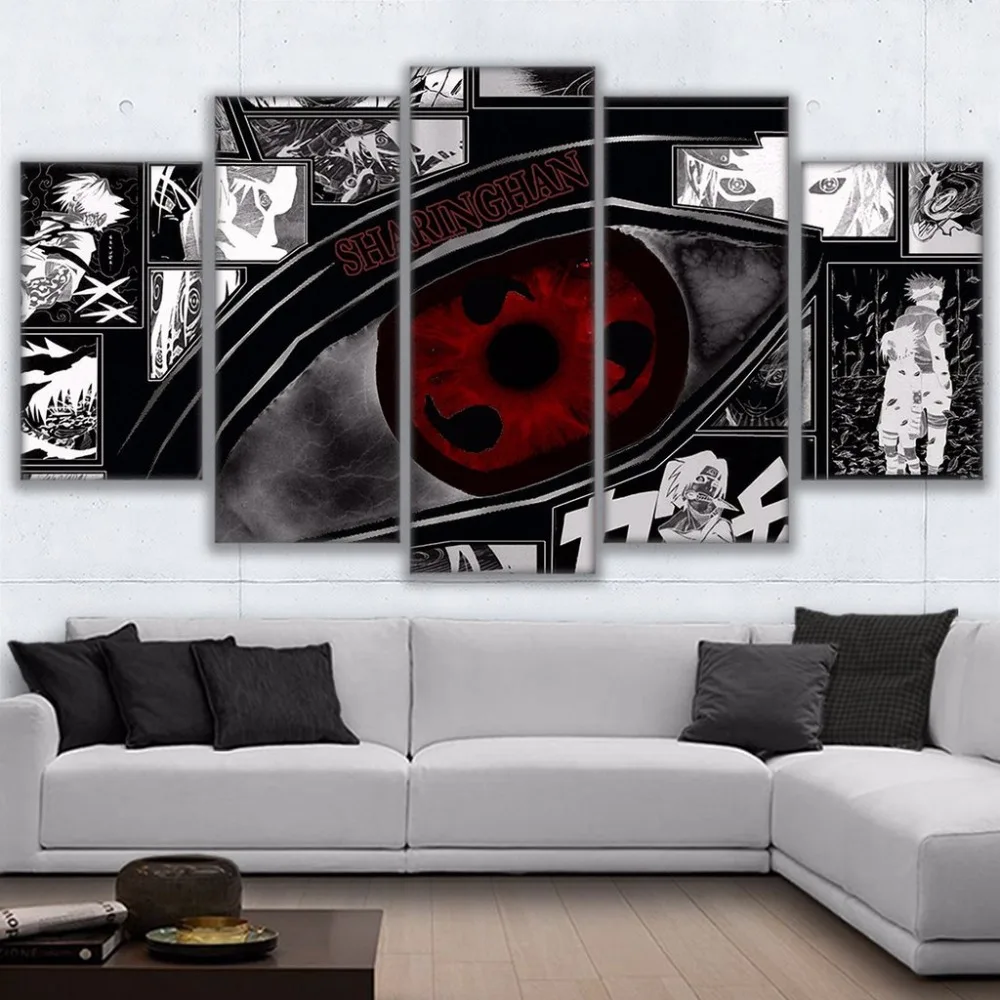 

Modular Wall Art Pictures Canvas HD Printed Japanese anime goku Painting 5 Pieces Naruto Sharingan Poster Home Decor Room
