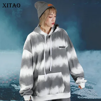 

XITAO Spring and Autumn Hit Color Hoodies Women Wavy Stripes Tide Brand Sweatshirt Plus Size Fashion Women Clothes 2020 DMY3538