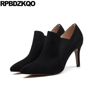 

High Heel Fashion Chelsea Pointed Toe Big Size Booties Stiletto Luxury Brand Shoes Women Boots 10 12 44 Suede Sexy Ankle 11 Plus