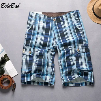 

BOLUBAO Brand Men Plaid Shorts Summer New Men's Fashion High Quality Shorts Casual Wild Multi-Pocket Cargo Short Male