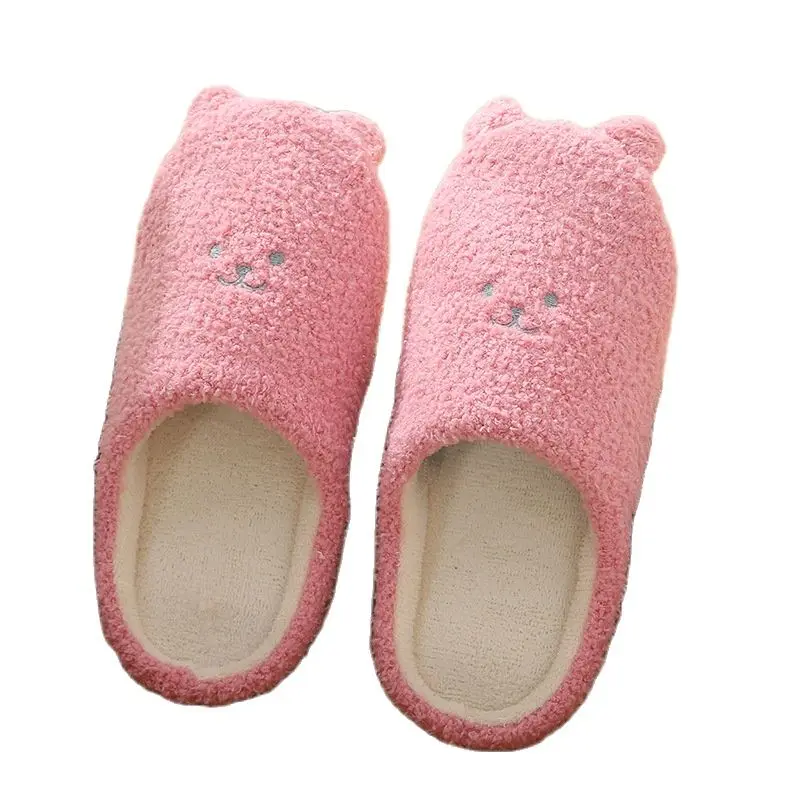 Тапки Cute Bear женские/мужские домашние мягкая удобная хлопковая обувь без застежки