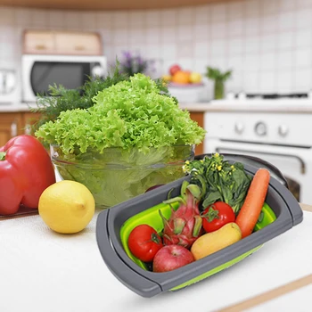 

Collapsible Colanders Set Baskets Folding Strainers Kitchen Fruit Vegetable for Household Kitchen Convenient Part
