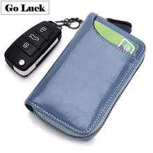 GO-LUCK/брендовый кошелек унисекс из натуральной кожи на молнии с автомобильными клавишами для мужчин и женщин, Повседневная Сумка-клатч, сумка для ключей с отверстием для рук, 1 бит, чехол для карт