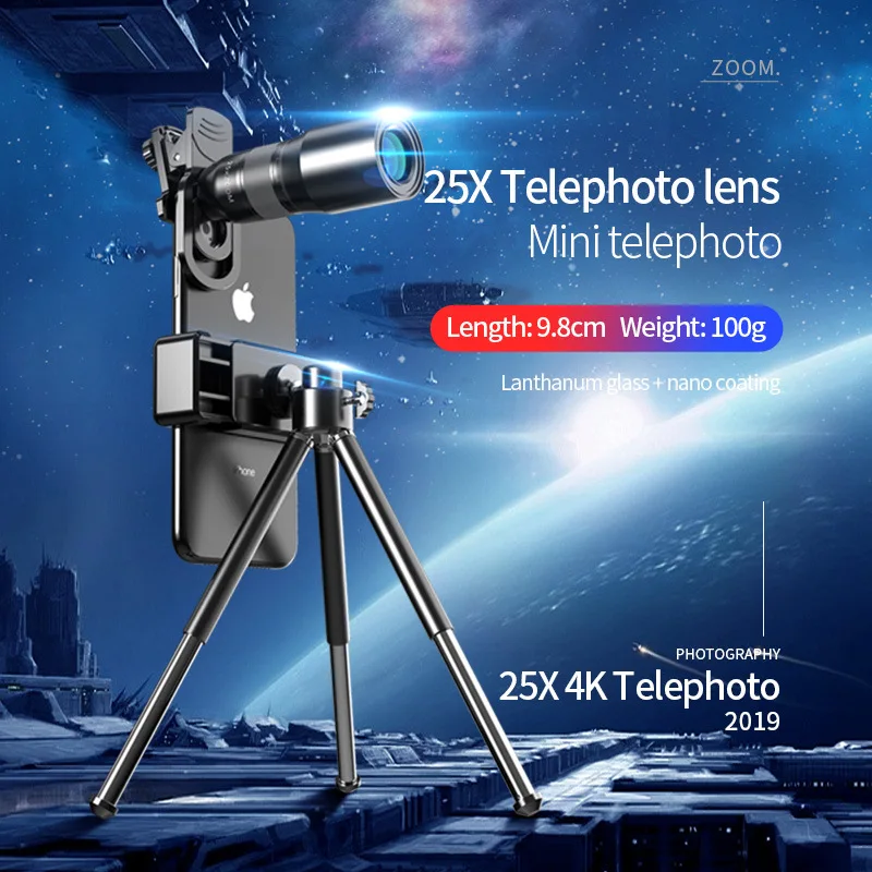 TOKOHANSUN оптический HD 25X металлический монокулярный телескоп объектив телефон