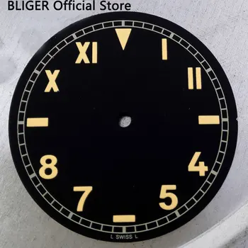 

BLIGER 38.9MM Sterile Dial Yellow Roman Arabic Numerals Watch Dial Fit For ETA 6497 ST3600 Hand Winding Movement D38