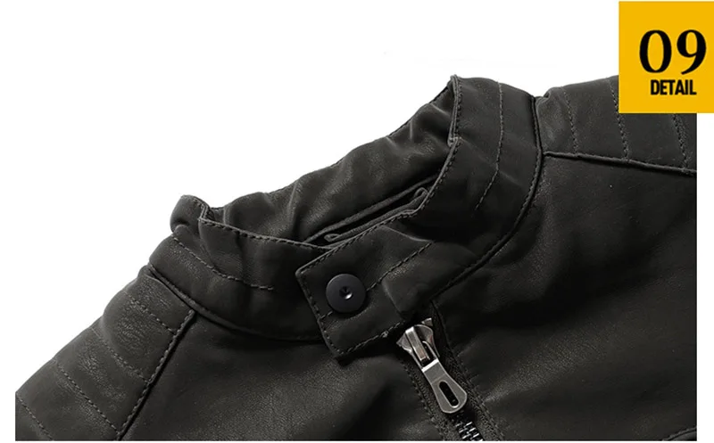 KIOVNO Men Winter Pu Leather Jacket Coats Fleece Lined Motorcycle Embroidery Jackets Outwear For Male Size M-3XL Windbreak  (17)