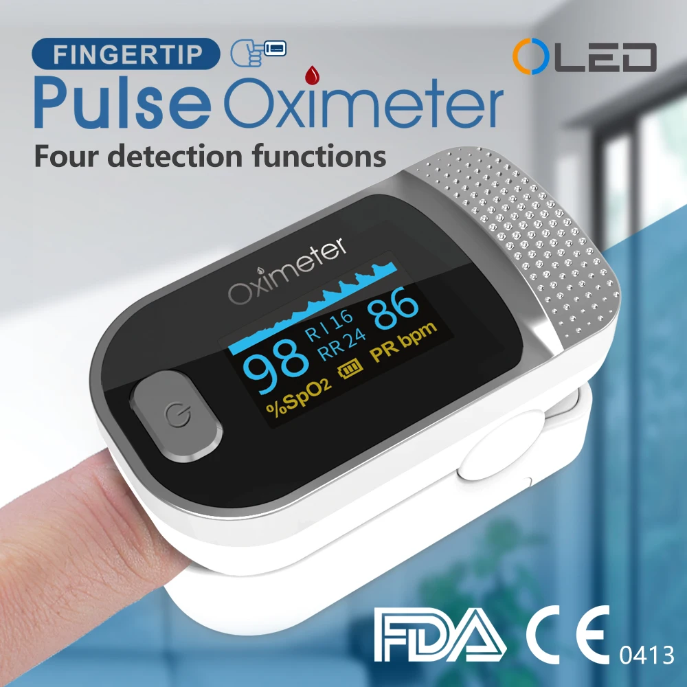 

KIUZOU Finger Pulse Oximeter SPO2 PR PI RR Blood Oxygen Saturation Meter Heart Rate Monitor OLED Oximetro De Dedo