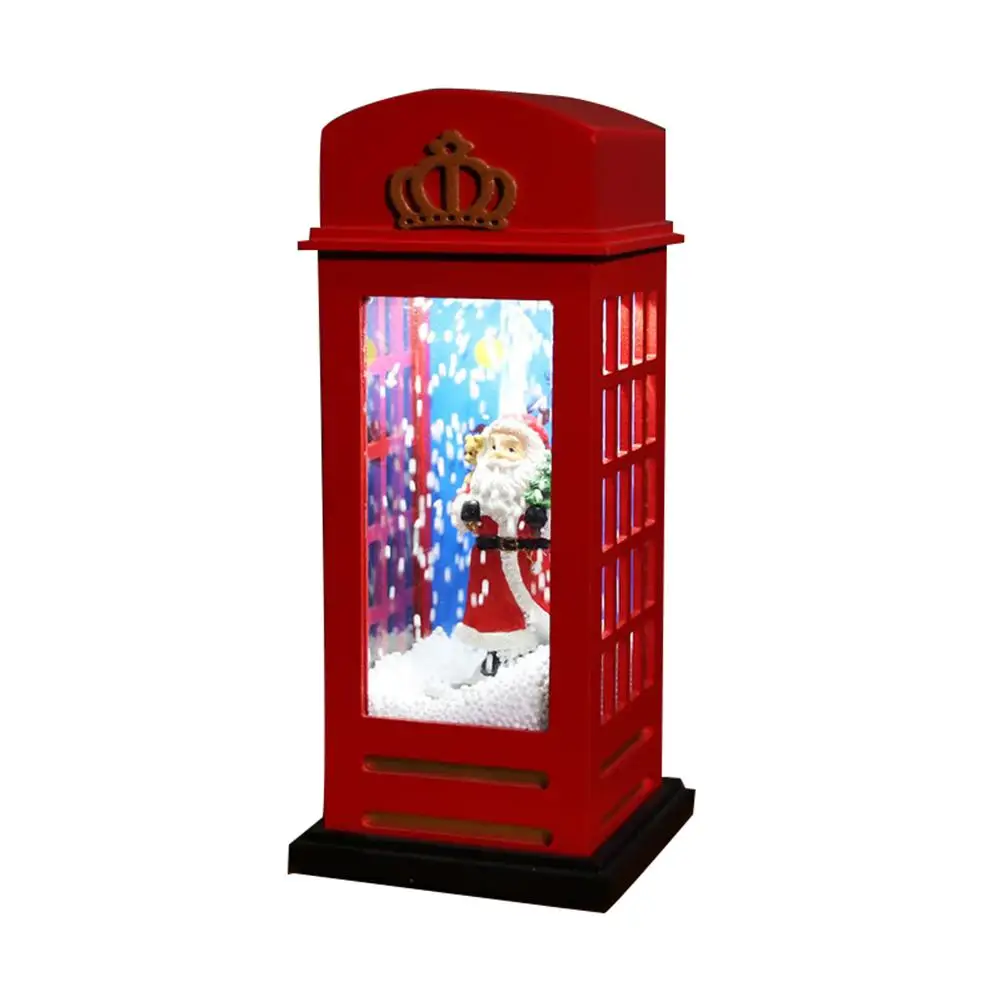 

Bus London Phone Booth Light LED Night Light Glowing With Christmas Music Battery & USB Powered Santa Claus For Home Decoration